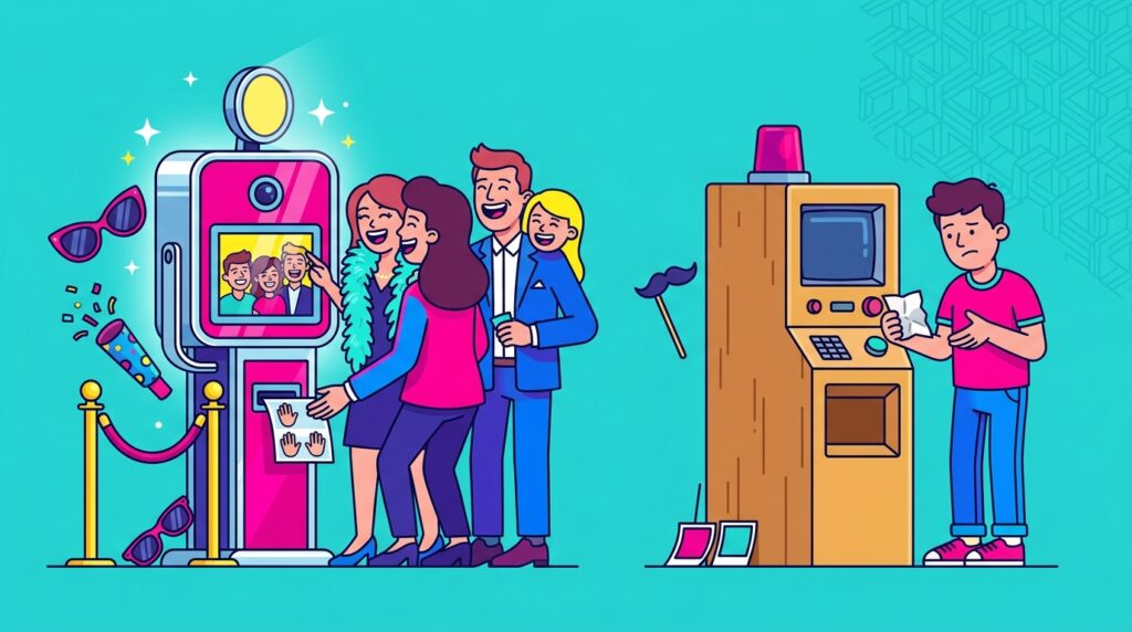 découvrez les critères essentiels pour différencier un photobooth haut de gamme d'un modèle d'entrée de gamme et faites le choix qui correspond à vos besoins et votre budget.